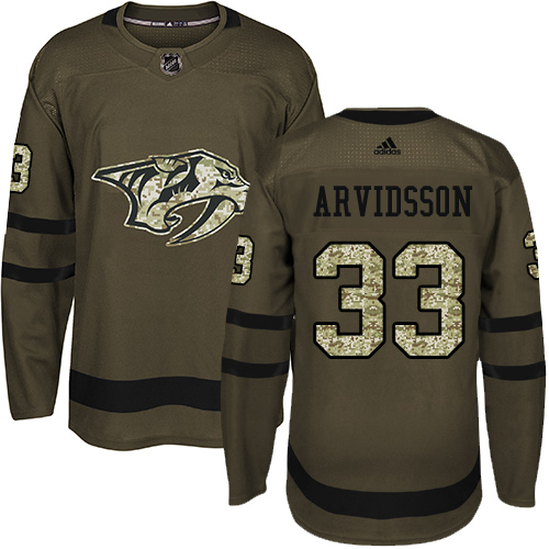 Adidas Predators #33 Viktor Arvidsson Green Salute to Service Stitched Youth NHL Jersey - Click Image to Close
